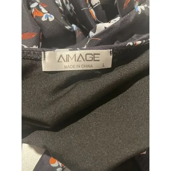 AIMAGE Womens One-Piece Swimsuit Large Floral Wrap Crisscross High Waist - Picture 7 of 9